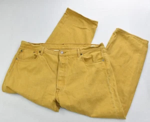 Levi's 501 Men's Jeans Size 42 X 27 Button Fly Denim Mustard Yellow -Flaws- - Picture 1 of 20