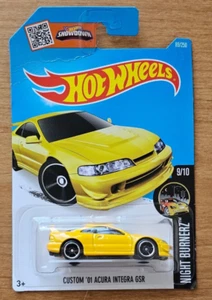 DHP06-D7B3 HOTWHEELS CUSTOM '01 ACURA INTEGRA GSR YELLOW 9/10 NIGHTBURNERZ - Picture 1 of 2