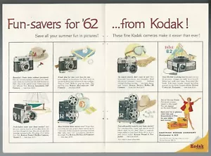 1962 KODAK 2-page advertisement for Kodak Cameras & Projectors, print ad - Foto 1 di 3