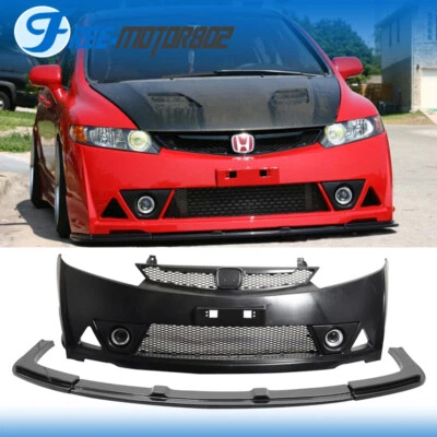 Fits 06-11 Honda Civic 4Door Sedan MUG RR PP Front Bumper & ABS Lip USDM - Image 1 of 4