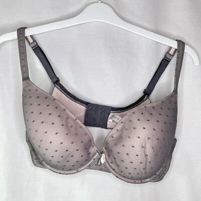 Sujetador Cacique Intuition 40DD Gris Sobre Rosa Acolchado Con Aros Cierre Trasero Foto 1 de 4
