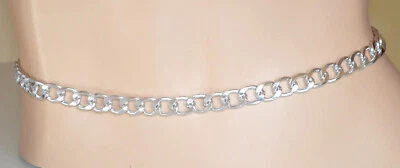 Cintura donna argento catena anelli ovali metallo cinta gioiello regalo UX174 - Immagine 1 di 2