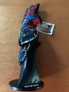 Hand Made Wood And Mosaic Glass Tile Cockatoo Statue Made in Mexico - Picture 1 of 3