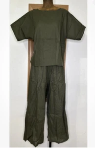 2 Piece Set Women’s XL Wide Leg Cropped Pants Crop Top High Rise Short Sleeve - Picture 1 of 4