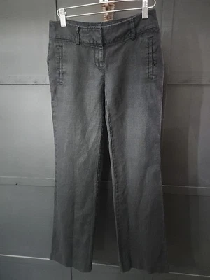 Ann Taylor Loft 小号亚麻裤子,00P,黑色,Marisa 裤 — 第 1/4 张图片