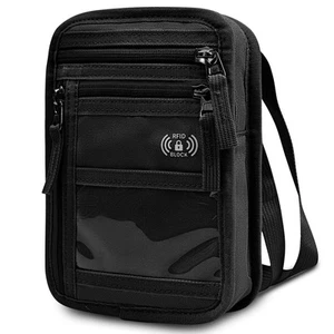 RFID Blocking Neck Wallet Small Crossbody Bag Travel Passport Holder Slim Min... - Picture 1 of 7