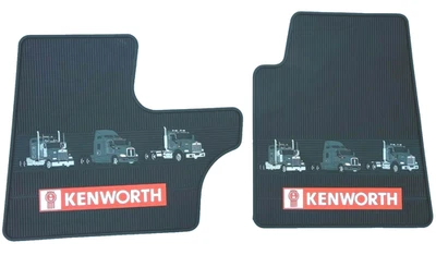 Kenworth OEM Black Rubber Floor Mats W/Logo for T300/600/800 W900 C500 2008 & UP - Image 1 of 3