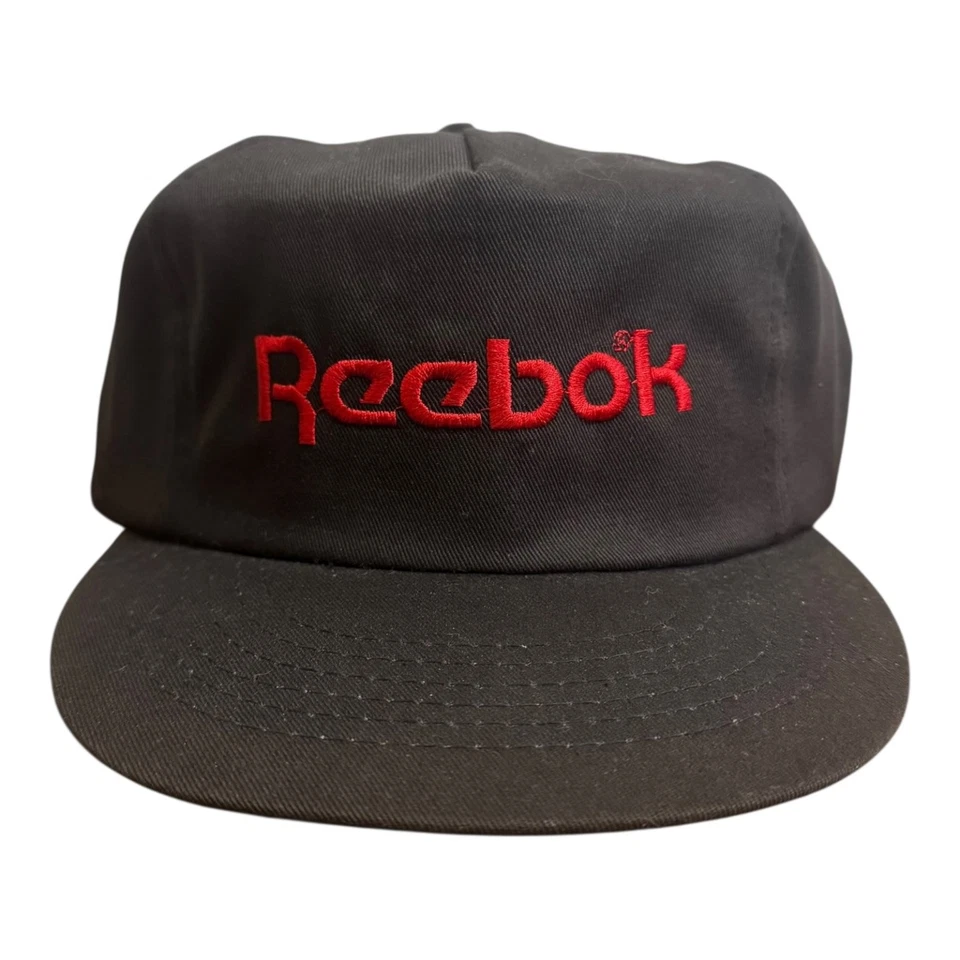 Sombrero de Camionero Reebok Negro Vintage Años 80 Snapback Rojo Logo Unión Hecho en EE. UU. USADO EN EXCELENTE ESTADO Foto 1 de 4