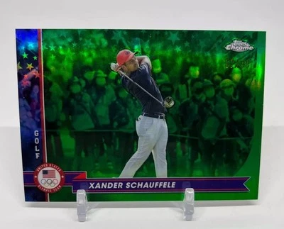 2024 Topps Chrome U.S. Olympic Xander Schauffele #150 Green Refractor /99 - Image 1 of 2