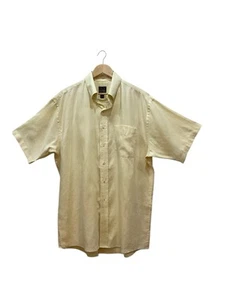 jos a bank shirt Mens L 100% Linen Light Yellow Button Down Travelers Crisp - Picture 1 of 6