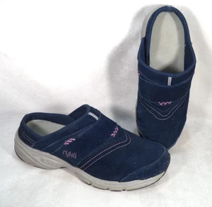 Scarpe Ryka donna 10 zoccoli larghi mulo blu pelle scamosciata comode casual - Foto 1 di 11