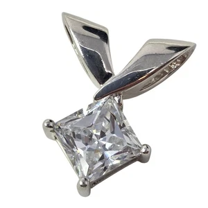 Princess Cut DQ CZ Cubic Zirconia Sterling Silver 925 Pendant ONLY - Picture 1 of 11