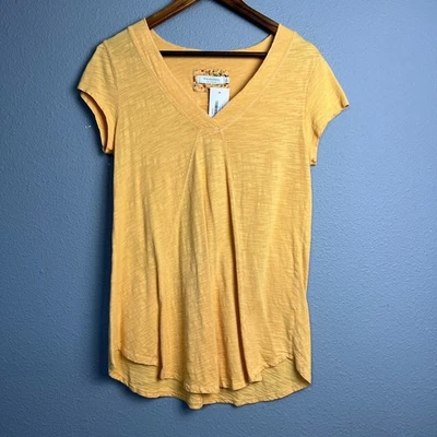 NWT Sundance Everyday Essence Tee Mododoc Los Angeles V-Neck Yellow T-Shirt Sz S - Image 1 of 4