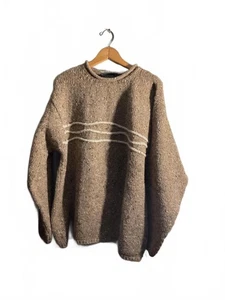 Fisherman Out of Ireland Donegal Roll Neck Wool Brown with Stripes XL  - Bild 1 von 14