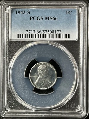 1943-S  1C  Lincoln Wheat One Cent  PCGS MS66  57508172 - Image 1 of 2