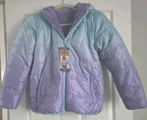 Eddie Bauer Girls Reversible Plush Puffer Jacket With Hood  Sz 14/16  NWT - Picture 1 of 4