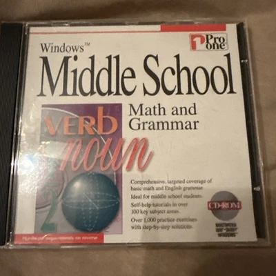 MIDDLE SCHOOL / MATH & GRAMMAR 1 PRO ONE CD-ROM (1995) WINDOWS 3.1 x /95 PC - Image 1 of 2