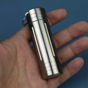 Titanium Alloy Waterproof Case EDC Portable Pill Medicine Capsule Storage Tools - Picture 1 of 8