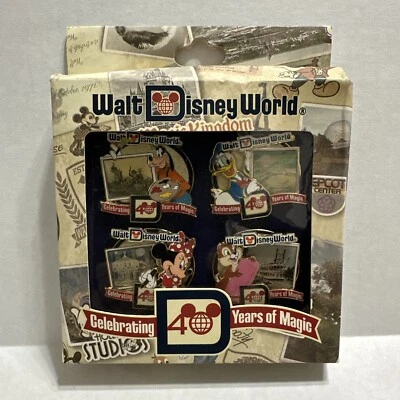 WDW - Walt Disney World® 40 Aniversario 4 Pin Caja Set Goofy Donald Minnie Chip Foto 1 de 4