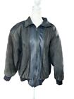 1990'S Pelle Women?S Blue Leather & Suede Bomber Jacket Size M Vintage