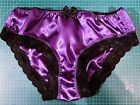 Handmade Double Layered Panties Purple Silky Satin Knickers Sissy Cute Lace Cd