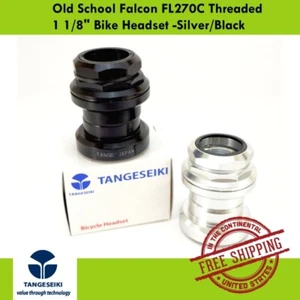 Tange Seiki Old School Falcon FL270C Threaded  1 1/8" Bike Headset -Silver/Black - Picture 1 of 9