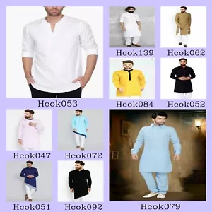 Mens Kurta only Solid Kurta Indian Kurta Ethnic Mens Designer Traditional Kurta - Picture 1 of 43