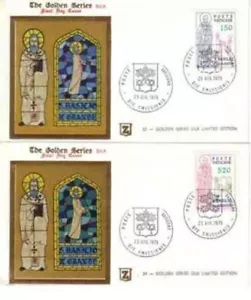 VATICAN 1979 # 652-3 2 SILK FDC ST. BASIL GOLD SILK SERIES 5087-RD-2 - Picture 1 of 1