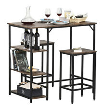 Breakfast Bar Table And Stools Furniture Set - Brown/Black (58761)