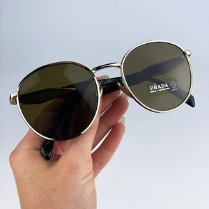 Gafas de sol Prada para mujer doradas marrones ovaladas PR56ZS ZVN01T NUEVAS - Imagen 1 de 12