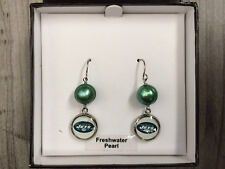 New York Jets NFL Womens Freshwater Pearl Earrings Green White NIB