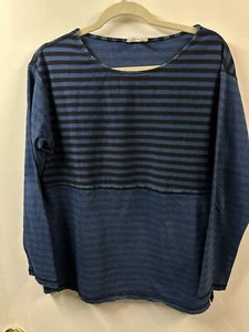 Jane Delancey Womens Sweatshirt Long Sleeve Pullover Round Neck Striped Medium - Picture 1 of 6