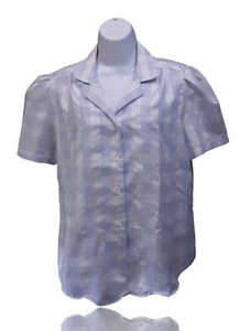 Vtg Classic Elegance Ladies Sz 16 Button Front Blouse, Blue/White Plaid. NS-9 - Picture 1 of 8