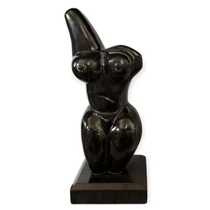 Scultura in Marmo Nero Botero Torso Busto Donna Black Marble Women Sculpture H.3 - Imagen 1 de 1