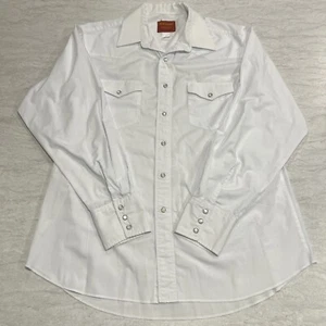 Rustler White Pearl Snap, Double Breast Pocket, X Long Tails - Large - Picture 1 of 16