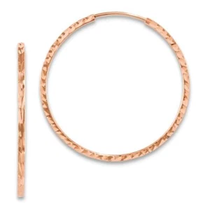 Pendientes de aro medianos redondos interminables cuadrados oro rosa macizo 14k - Imagen 1 de 5