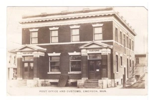 Post Office & Customs, Emerson Manitoba, Vintage 1928 Real Photo Postcard, RPPC - Picture 1 of 2
