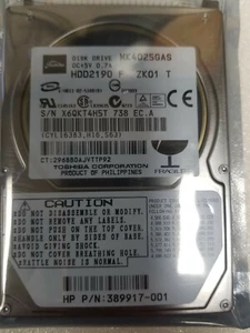 Toshiba MK4025GAS, PN:  HDD2190 F ZK01 T, 40GB 2.5" IDE HDD 389917-001 - Picture 1 of 2