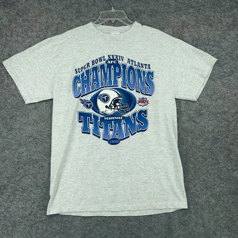 Vintage Tennessee Titans Shirt Mens Large Gray NFL Superbowl XXXIV Atlanta 2000 Cover