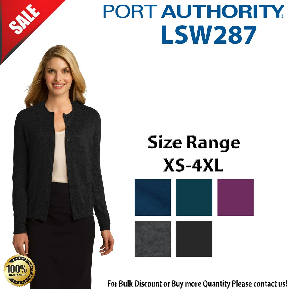 Cárdigan suéter Port Authority para mujer manga larga elegante cuello redondo LSW287 Foto 1 de 1