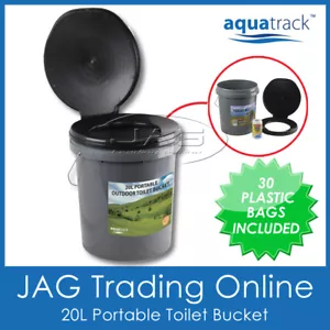 PORTABLE OUTDOOR TOILET BOX 20L WITH LID & FREE BAGS - Camping Bush Dunny Bucket - Picture 1 of 5