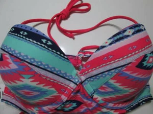 Hollister Womens Size L Bikini Top Multicolor Adjustable Geometric Print - Picture 1 of 6