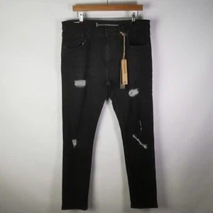 ~ Ringspun Premium Denim ~ Achillies ~ Skinny Fit schwarze Jeans ~ W36 Zoll/L 34 Zoll ~ - Bild 1 von 13