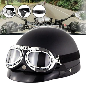 Motorradhelm Rollerhelm Motorrad Halbschalenhelm Halb Helmet mit Schutzbrillen - Bild 1 von 12