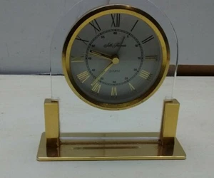 Seth Thomas Quart Germany Movement Desk Top Mantle Shelf Alarm Clock Watch Gold - Picture 1 of 9
