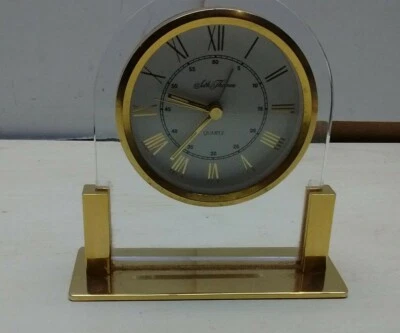 Seth Thomas Quart Germany Movement Desk Top Mantle Shelf Alarm Clock Watch Gold - Image 1 of 4