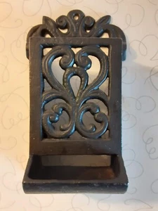 Cast Iron Cozy Fireplace Match Box Holder Wall Mount - Picture 1 of 4