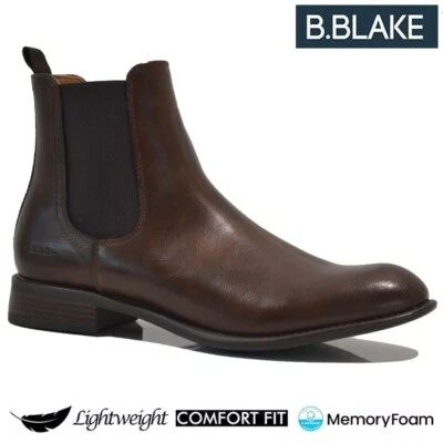 B.BLAKE HERREN MEMORY FOAM CHELSEA FREIZEIT HÄNDLER KNÖCHEL BÜRO SMART FORMELL SCHUHE STIEFEL NEU