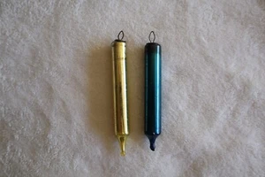 Lot of 2 Vintage MERCURY GLASS Candles Hanging Ornaments Christmas 3.8" Kentlee? - Picture 1 of 9