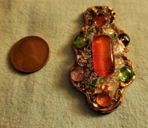 Signed Genevieve France Multi Stone Pendant - Picture 1 of 4